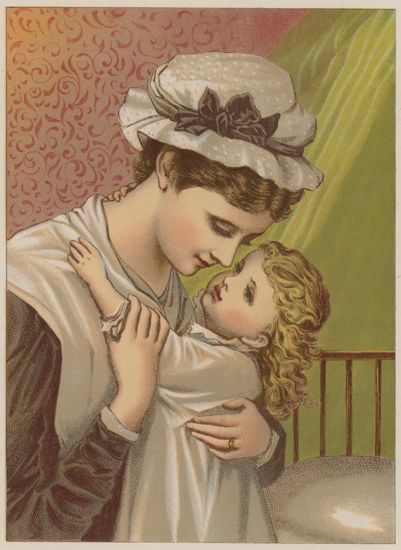 Bebê dizendo boa noite (chromolitho) de Mary Ellen Edwards