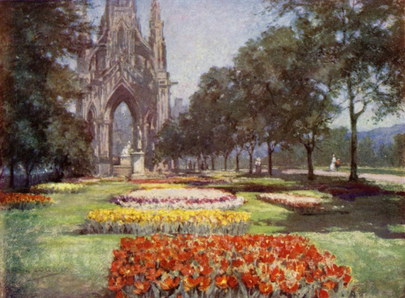 Scottish Gardens: Princes Street Gardens, Edimburgo (cor litho) de Mary Georgina Wade Wilson