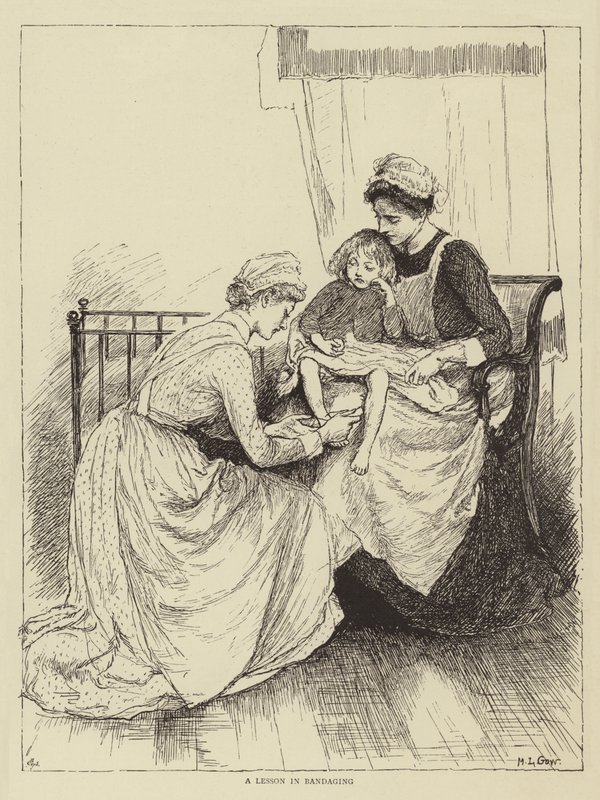 Ilustração para a história de uma enfermeira, por Honnor Morten de Mary L. Gow