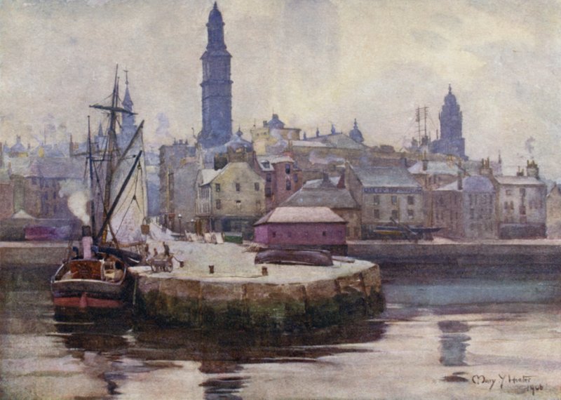 West Harbour, Greenock (cor litho) de Mary Young Hunter