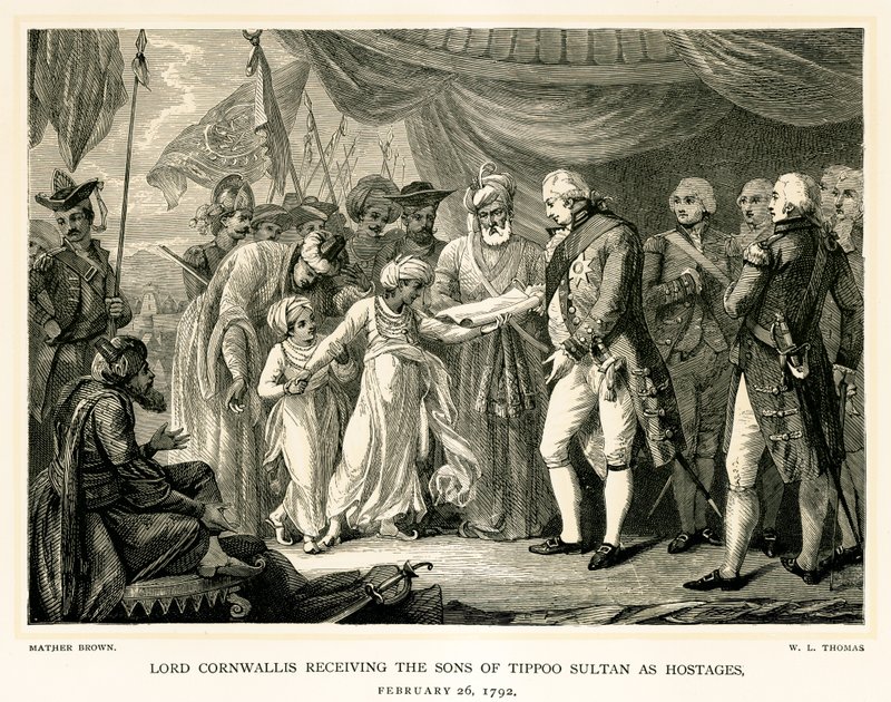 Lorde Cornwallis recebendo os filhos de Tipu Sultan como reféns de Mather Brown