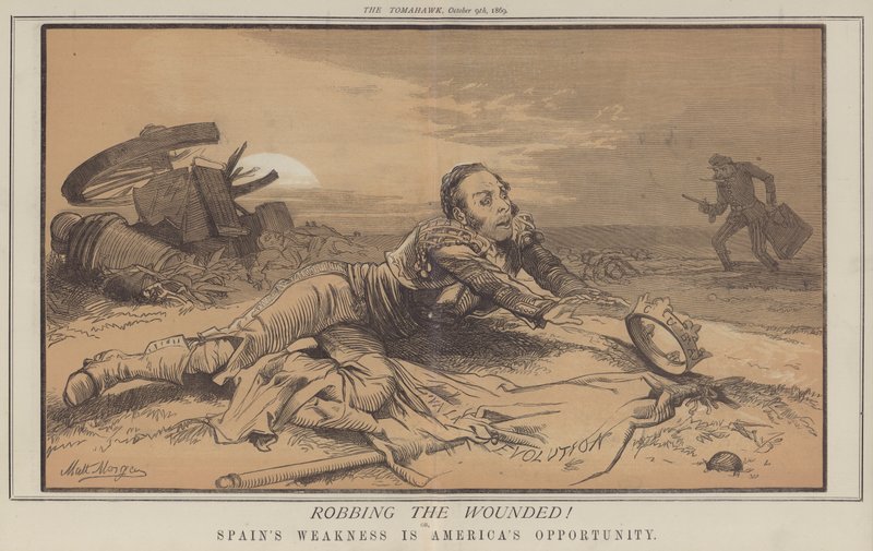 Roubar os Feridos! ou, a Fraqueza da Espanha é a Oportunidade da América (cor litho) de Matthew