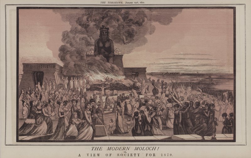 The Modern Moloch! ou, A View of Society for 1870 (cor litho) de Matthew