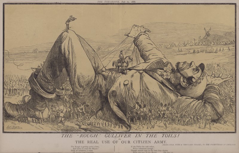 The Rough Gulliver in the Toils! ou, The Real Use of Our Citizen Army (cor litho) de Matthew