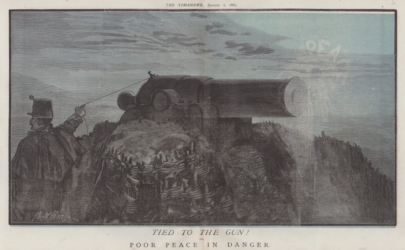 Tied to the Gun! ou, Poor Peace in Danger (cor litho) de Matthew