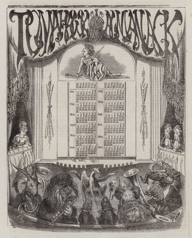 Almanaque Tomahawk para 1869 (cor litho) de Matthew