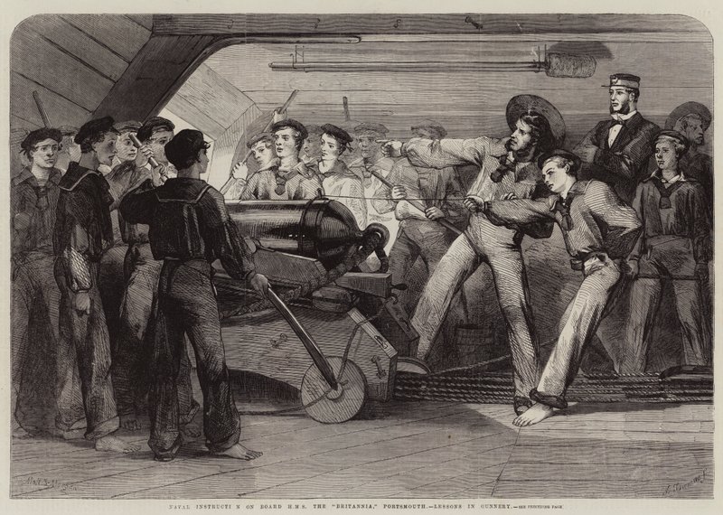 Instrução Naval a bordo do HMS Britannia, Portsmouth, Lições de Artilharia de Matthew Somerville Morgan