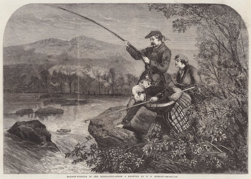 Pesca de salmão nas Terras Altas de Matthew Somerville Morgan
