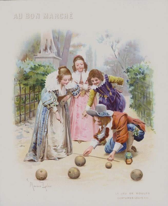 Um jogo de bocha, figurinos da época de Luís XIII de Maurice Leloir