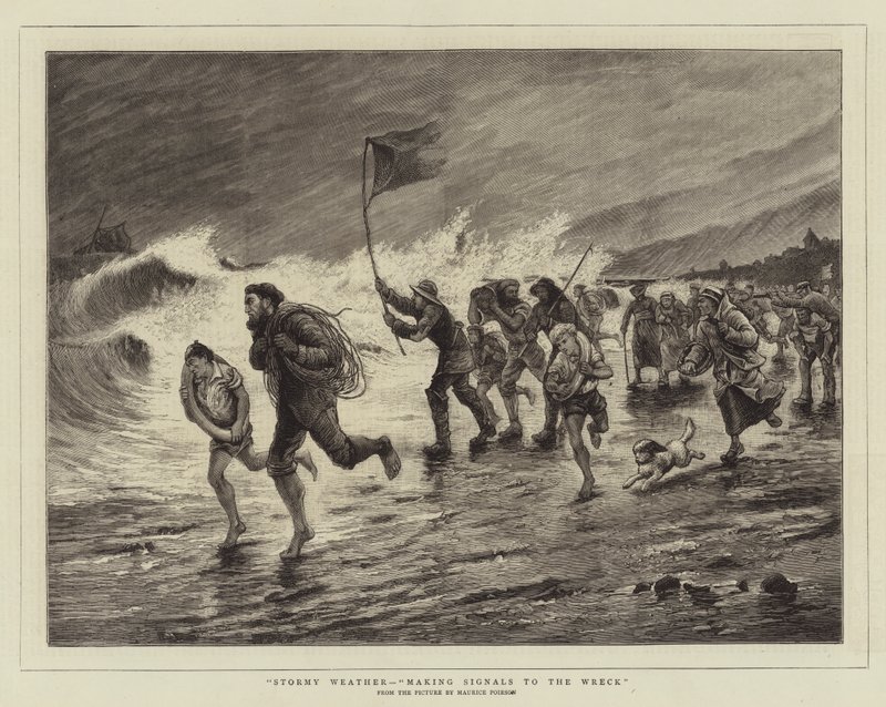 Tempestades, fazendo sinais para o naufrágio de Maurice Poirson