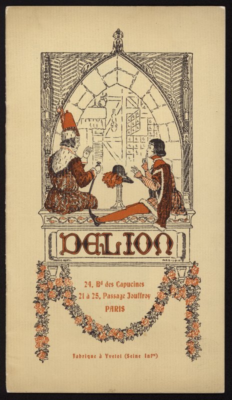 Ilustração de capa para catálogo de chapéus emitido pela Delion, Paris, em 1908 (lito) de Maurice Berty