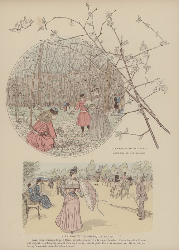 Ilustração para Paris Brillant (cor litho) de Maurice Charles Mathieu Bonvoisin