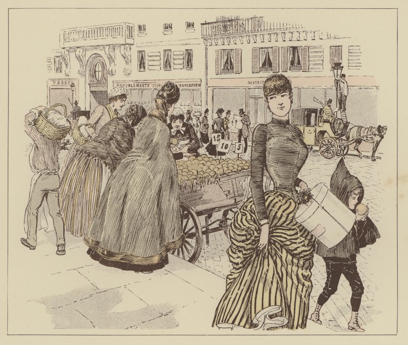 Ilustração para Paris Brillant (cor litho) de Maurice Charles Mathieu Bonvoisin
