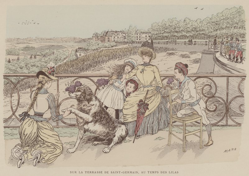 Ilustração para Paris Brillant (cor litho) de Maurice Charles Mathieu Bonvoisin