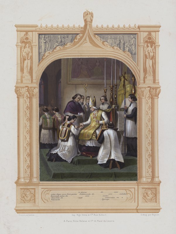 Admissão às ordens sagradas (aquatint) de Maurice Leloir