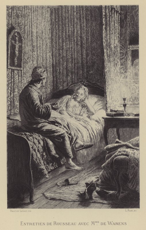 Conversa entre Rousseau e Madame de Warens (gravura) de Maurice Leloir