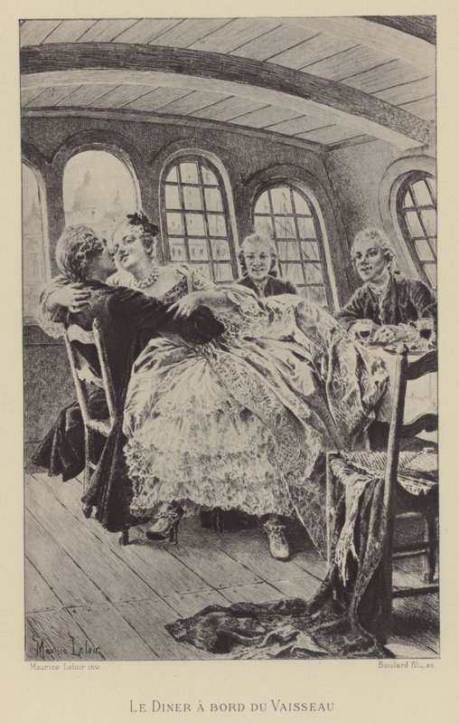 Jantar a bordo do navio (gravura) de Maurice Leloir