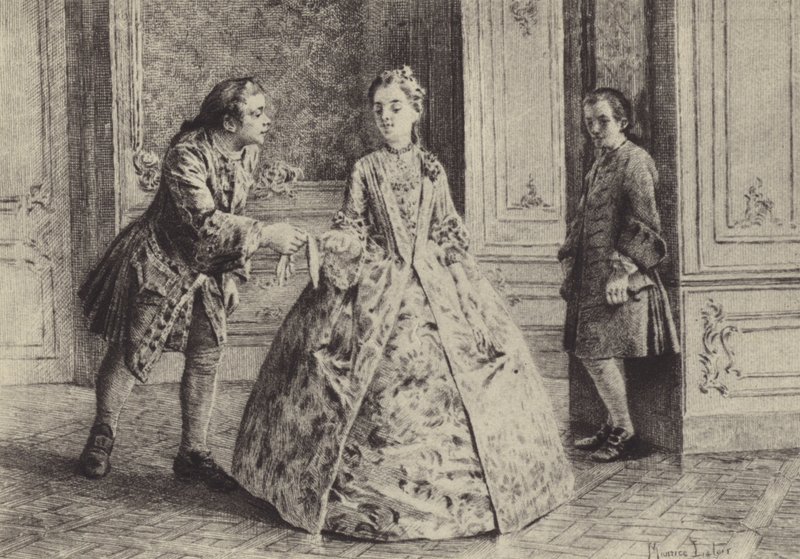 Ilustração para o Livro III de Les Confessions de Jean-Jacques Rousseau (gravura) de Maurice Leloir