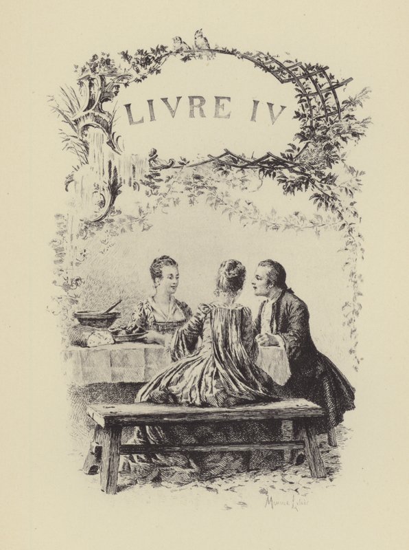Ilustração para o Livro IV de Les Confessions de Jean-Jacques Rousseau (gravura) de Maurice Leloir