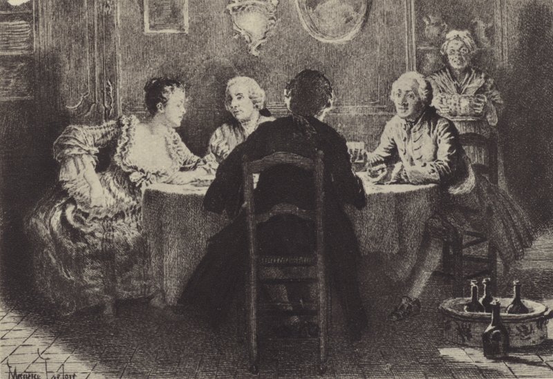 Ilustração para o Livro VIII de Les Confessions de Jean-Jacques Rousseau (gravura) de Maurice Leloir
