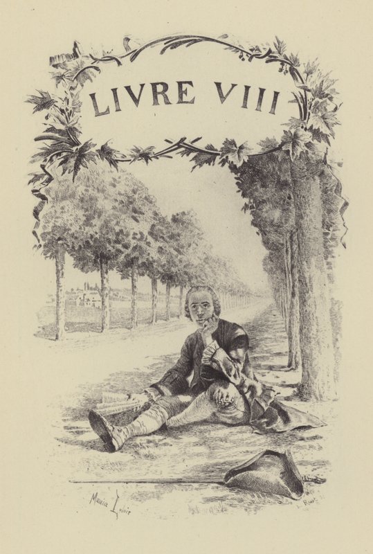 Ilustração para o Livro VIII de Les Confessions de Jean-Jacques Rousseau (gravura) de Maurice Leloir