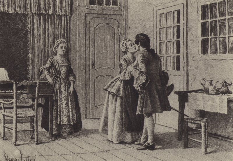 Ilustração para o Livro V de Les Confessions de Jean-Jacques Rousseau (gravura) de Maurice Leloir