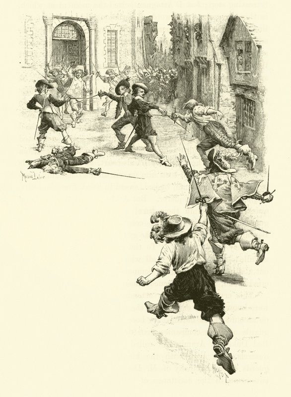 Ilustração para Os Três Mosqueteiros (gravura) de Maurice Leloir