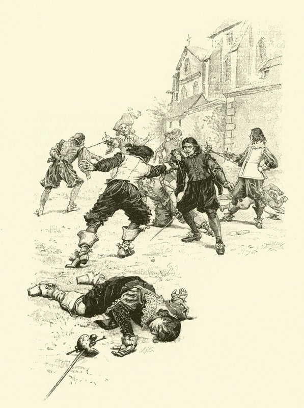 Ilustração para Os Três Mosqueteiros (gravura) de Maurice Leloir