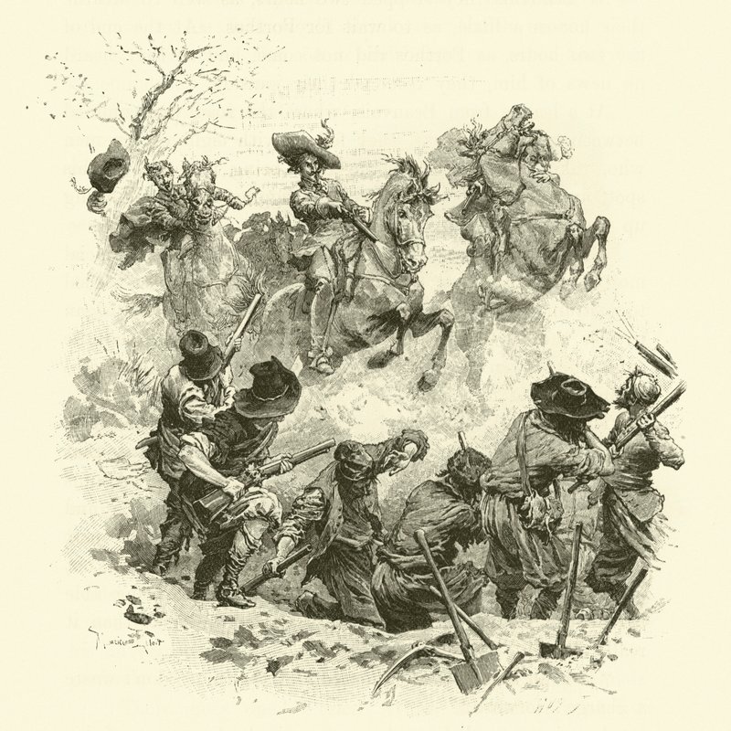 Ilustração para Os Três Mosqueteiros (gravura) de Maurice Leloir