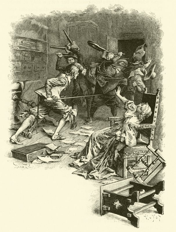Ilustração para Os Três Mosqueteiros (gravura) de Maurice Leloir