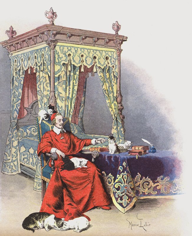 Richelieu brincando com seus gatos de estimação de Maurice Leloir