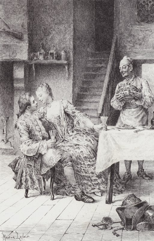 Cena de Manon Lescaut (gravura) de Maurice Leloir