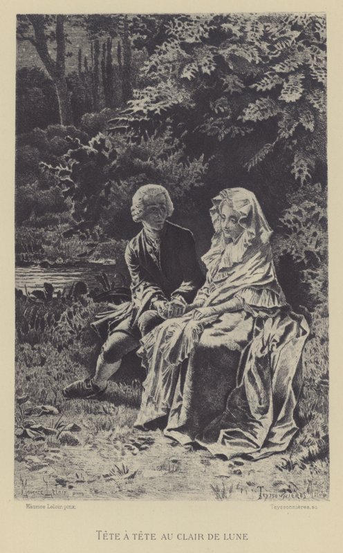 Tete-a-tete ao luar (gravura) de Maurice Leloir