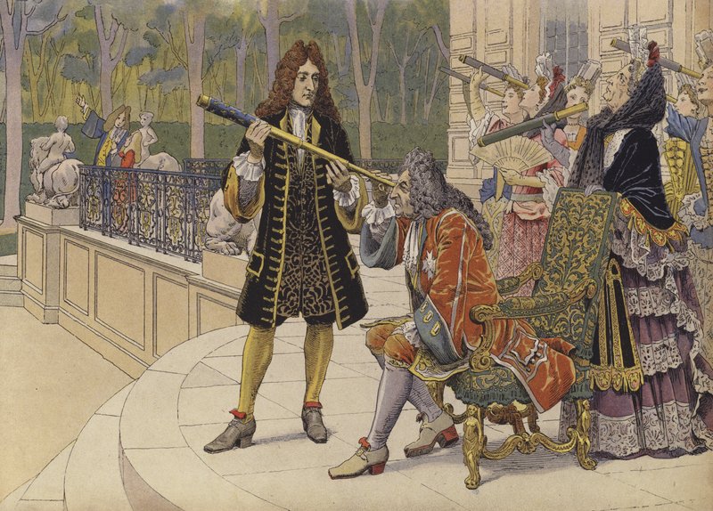O eclipse solar, o rei Luís XIV e as mulheres da corte no terraço do castelo de Marly de Maurice Leloir