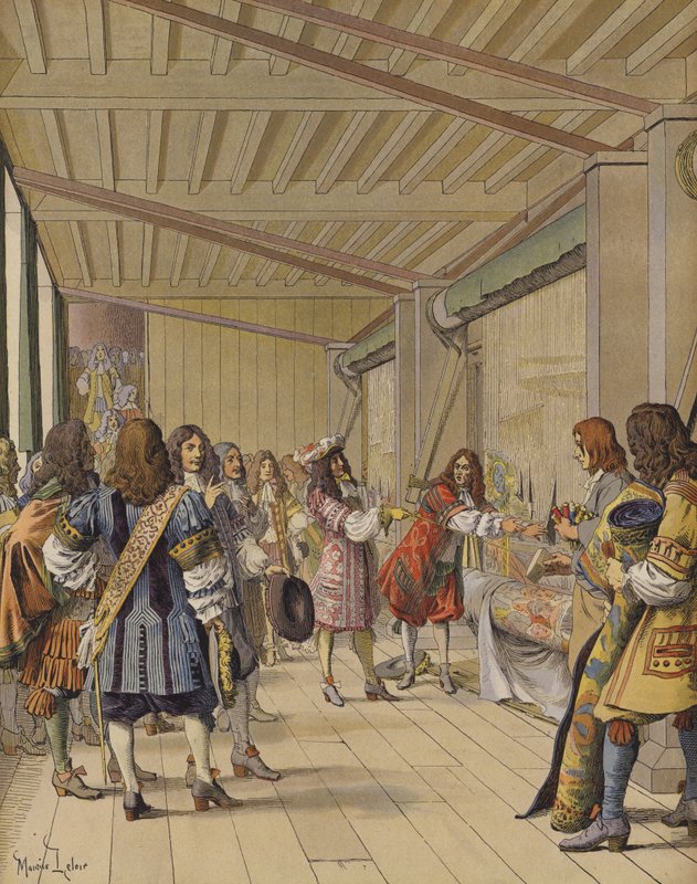 Visita do rei Luís XIV a Gobelins, Lebrun mostrando-lhe as oficinas de Maurice Leloir