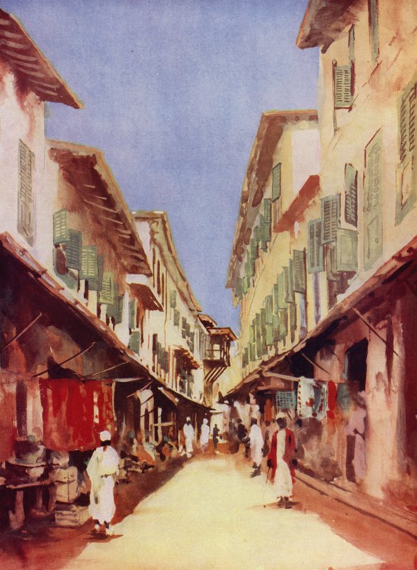 Uma rua em Zanzibar (cor litho) de Maurice Randall