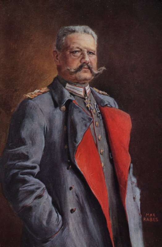 Marechal de Campo Paul von Hindenburg, comandante do exército alemão na Primeira Guerra Mundial (cor litho) de Max Rabes