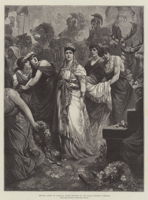 Zenobia, Rainha de Palmyra, presa pelo imperador romano Aureliano de Maynard Brown