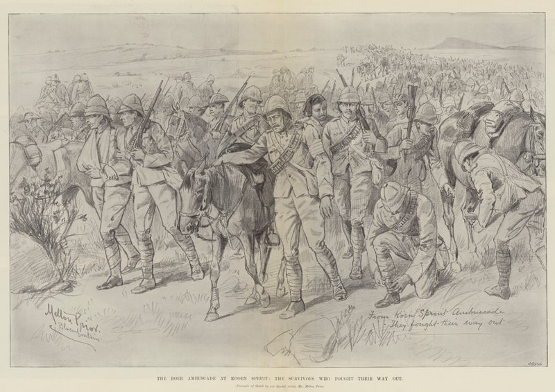 A Boer Ambuscade no Koorn Spruit, os sobreviventes que lutaram para sair de Melton Prior