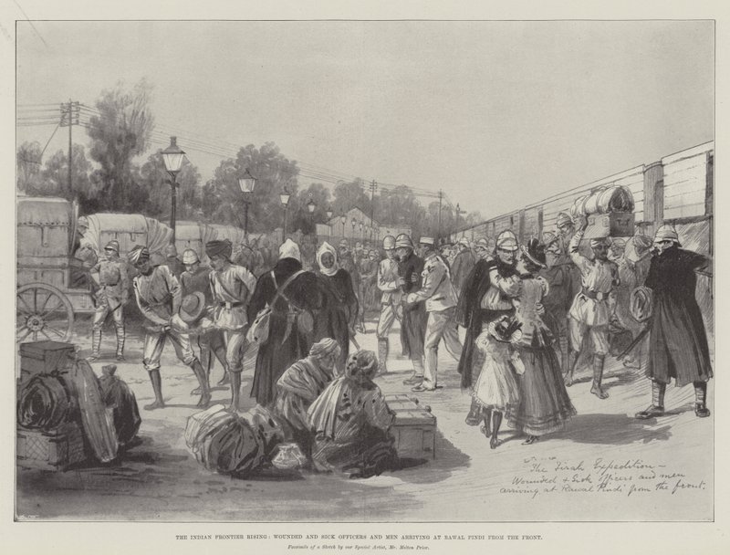 A Fronteira Indiana Aumento, Feridos e Doentes e Homens chegando a Rawal Pindi da Frente de Melton Prior