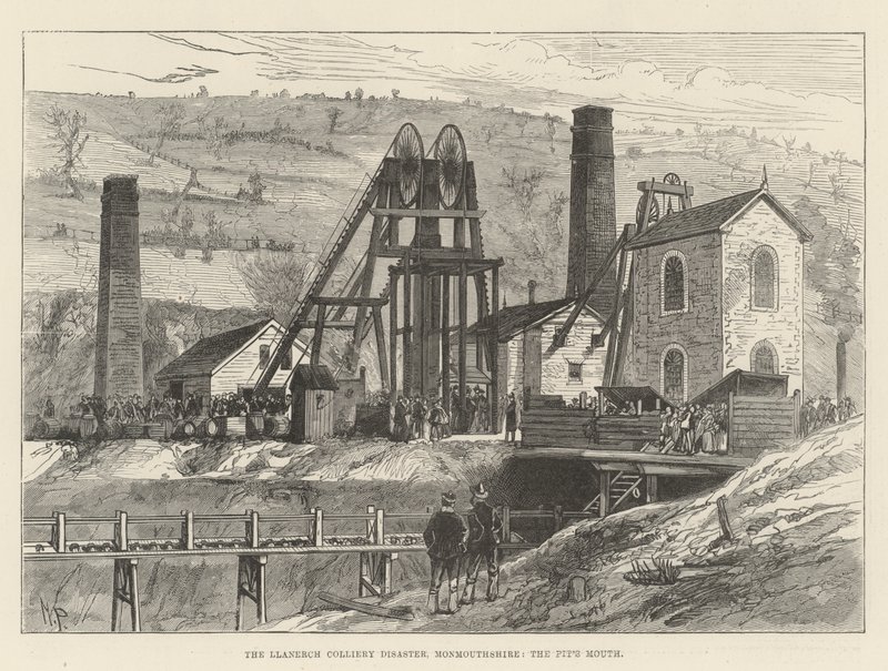 O desastre de mina de carvão de Llanerch, Monmouthshire, a boca do poço de Melton Prior