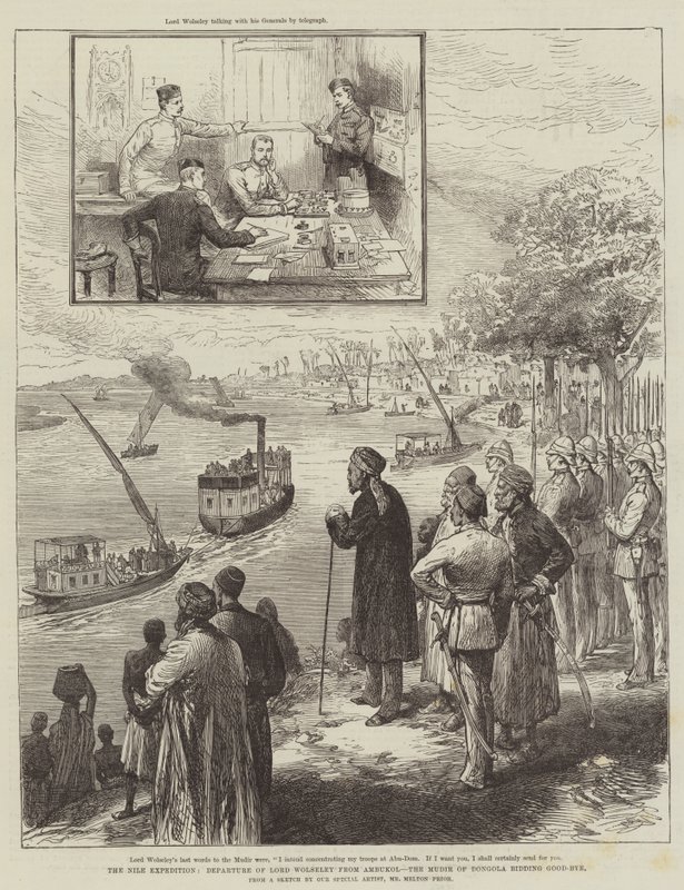 A Expedição do Nilo, Partida de Lord Wolseley de Ambukol, o Mudir de Dongola dando adeus de Melton Prior