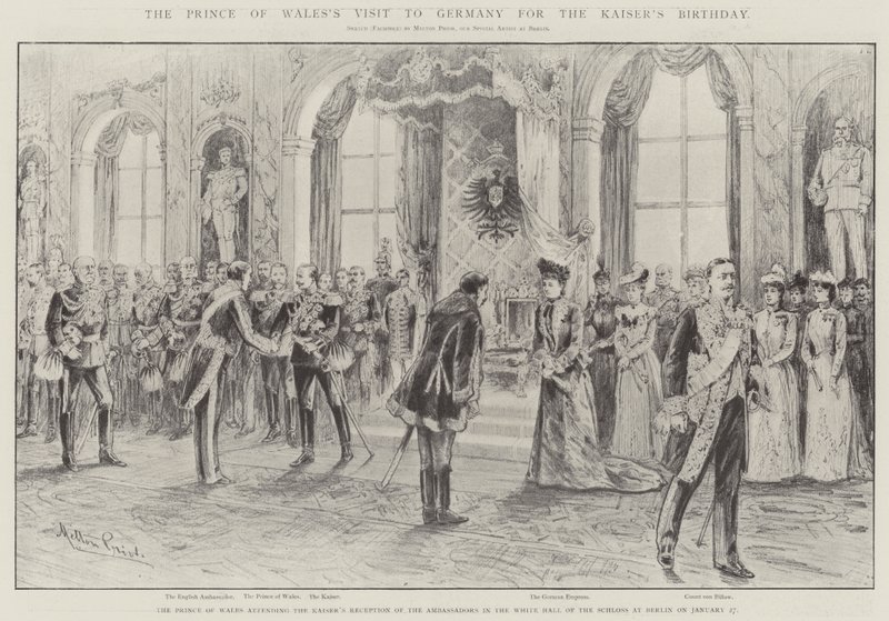 A visita do Príncipe de Gales à Alemanha para o aniversário do Kaiser de Melton Prior
