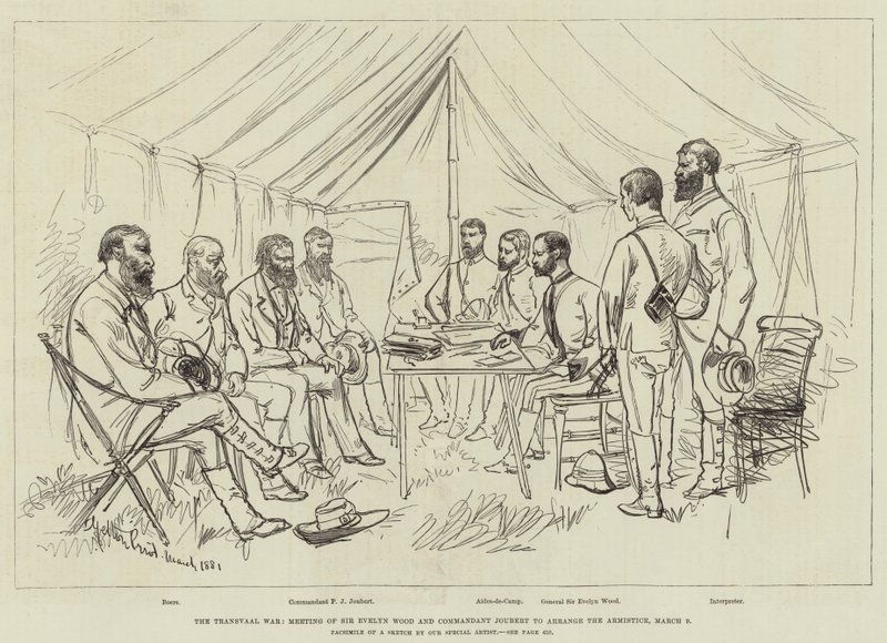 A Guerra do Transvaal, Reunião de Sir Evelyn Wood e o Comandante Joubert para organizar o Armistício, 9 de março de Melton Prior