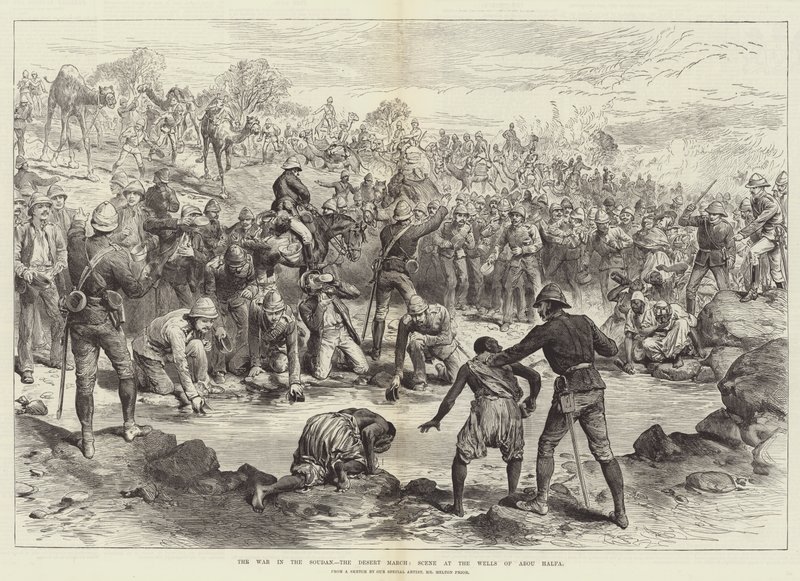 A Guerra no Sudão, a Marcha do Deserto, Cena nos Poços de Abou Halfa de Melton Prior