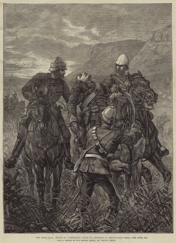 A Guerra Zulu, Morte do Tenente Frith em Skirmish em Erzungayan Hill de Melton Prior