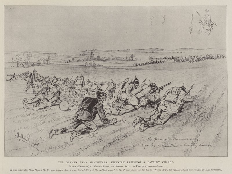 As manobras do exército alemão, infantaria resistindo a uma carga de cavalaria de Melton Prior