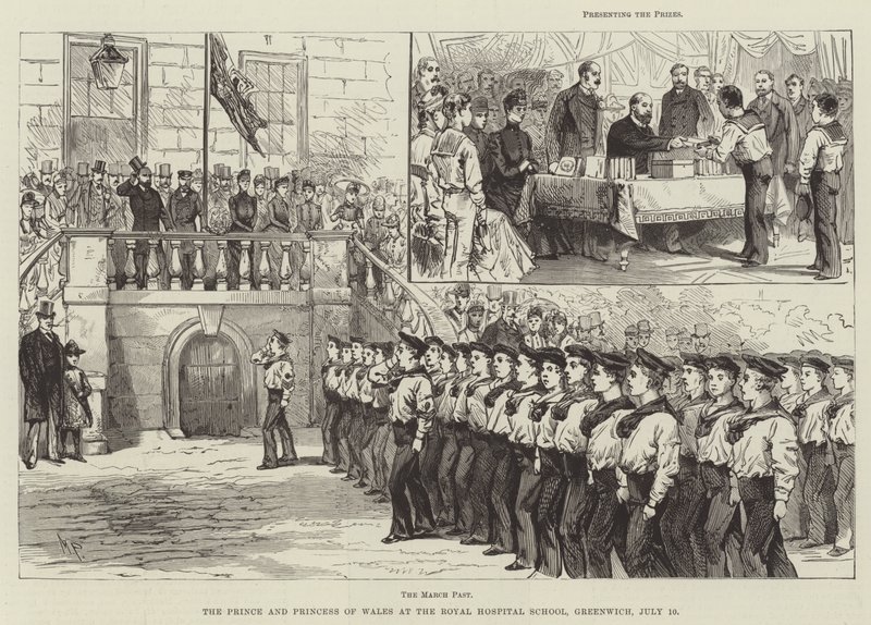 O Príncipe e Princesa de Gales na Royal Hospital School, Greenwich, 10 de julho de Melton Prior