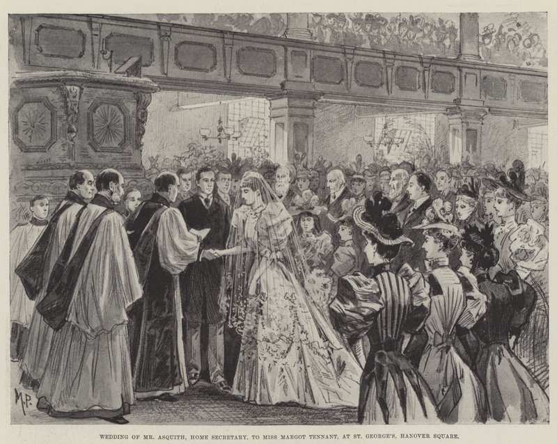 Casamento do Sr. Asquith, Secretário do Interior, à Srta. Margot Tennant, em St George&39;s, Hanover Square de Melton Prior