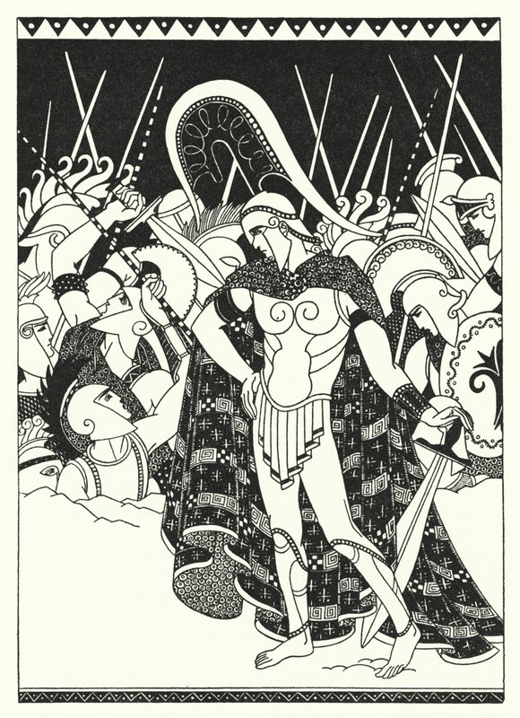 Começaram a atacar uns aos outros com as suas espadas (cor litho) de Merlyn Mann